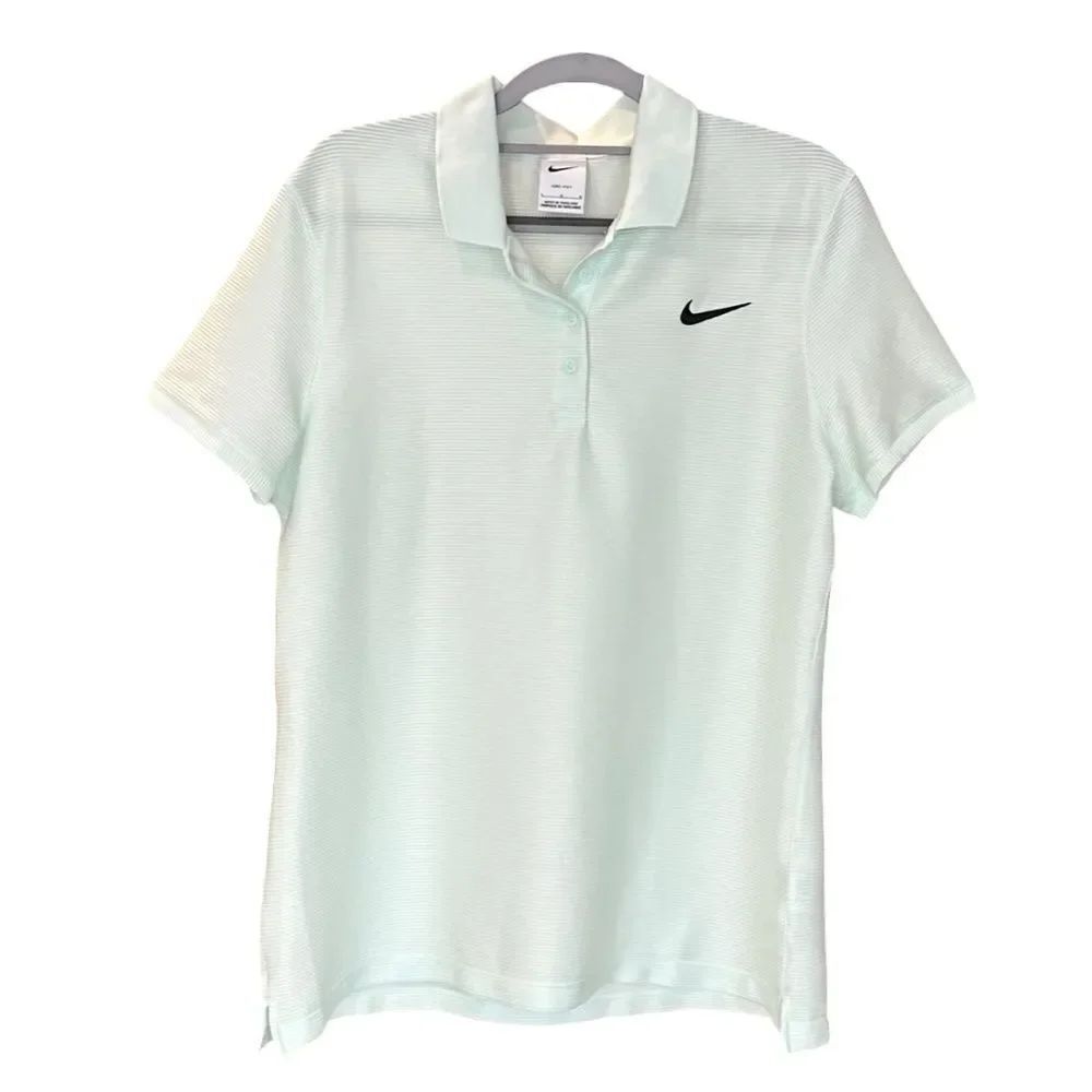 EUC Nike Dri-Fit Women's Ribbed Golf Polo Short Sleeve Tee Green-Blue Large
